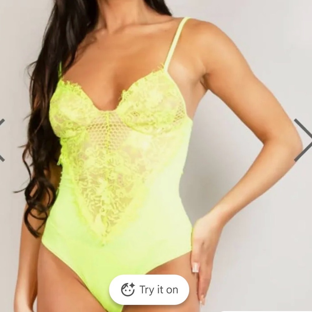 Vibrant Lime Lace Bodysuit